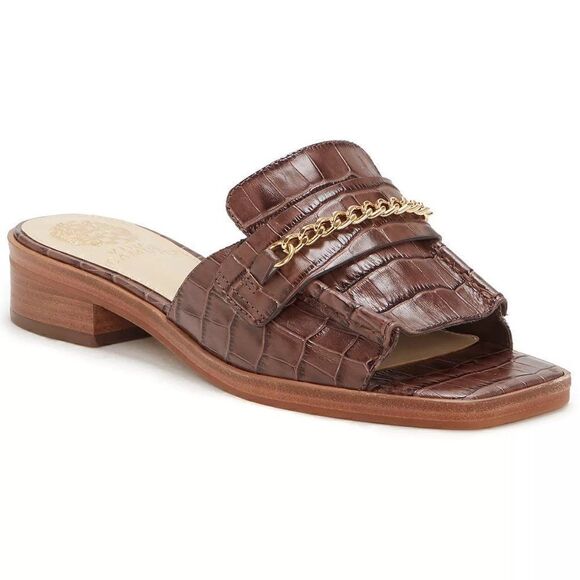 Vince Camuto Women's Jenivey Chain-Link Kitten-Heel Sandals Brown NWOT size 5 - Picture 2 of 13